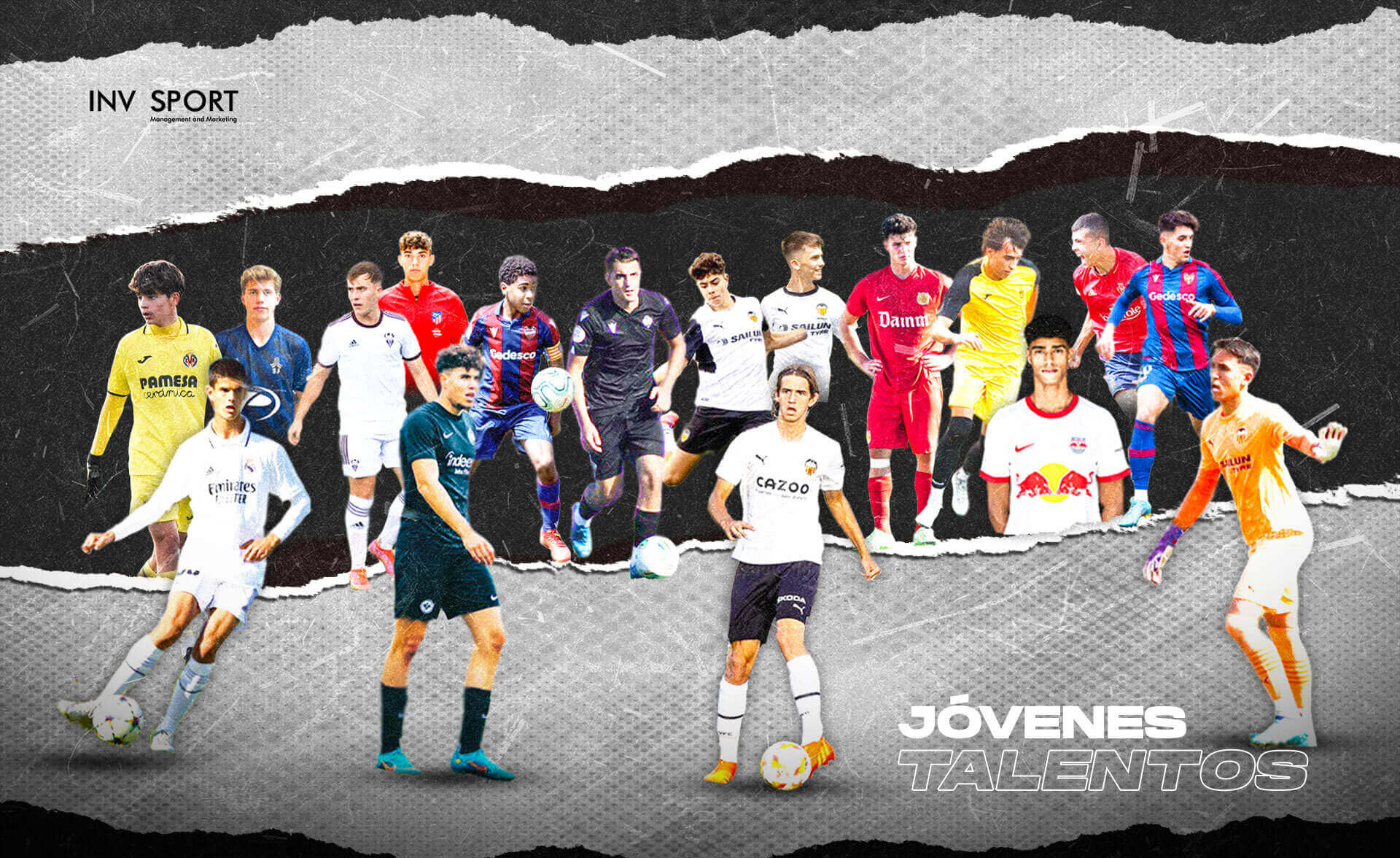 Mosaico con imágenes de jóvenes talentos de INVsport